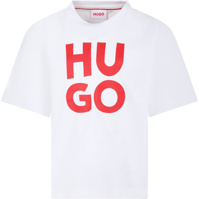 Hugo Boss Kids' White T-shirt For Boy With Logo