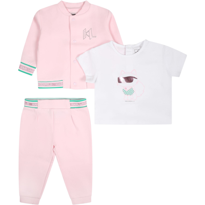 Karl Lagerfeld Pink Set For Baby Girl With Logo