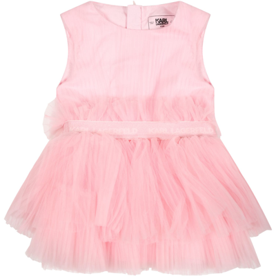 Karl Lagerfeld Pink Dress For Baby Girl With Logo ModeSens