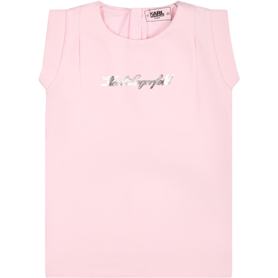 Karl Lagerfeld Babies' Pink Dress For Girl With Logo