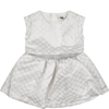 KARL LAGERFELD SILVER DRESS FOR BABY GIRL WITH ALL-OVER SILVER K/IKONIK GRAPHIC PRINT