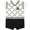 KARL LAGERFELD MULTICOLOR ROMPER FOR BABY BOY WITH ALL-OVER K/IKONIK GRAPHIC PRINT