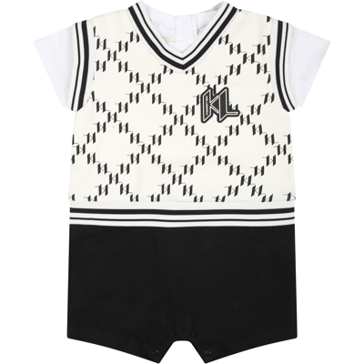 Karl Lagerfeld Multicolor Romper For Baby Boy With All-over K/ikonik Graphic Print