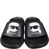KARL LAGERFELD BLACK SLIPPERS FOR KIDS WITH LOGO AND KARL