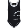 KARL LAGERFELD BLACK SWIMSUIT FOR GIRL WITH PRINT