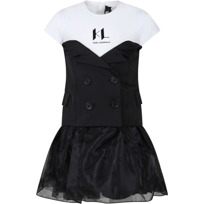 Karl Lagerfeld Kids' Black Dress For Girl With Logo