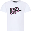 KARL LAGERFELD WHITE T-SHIRT FOR GIRL WITH KARL WRITING