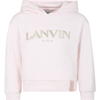 LANVIN PINK SWEATSHIRT WITH HOOD FOR GIRL WITH LOGO
