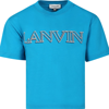 LANVIN LIGHT BLUE T-SHIRT FOR BOY WITH LOGO