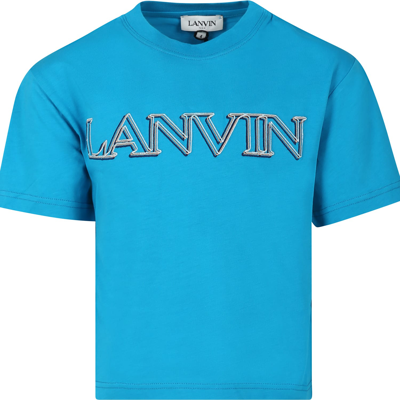 LANVIN LIGHT BLUE T-SHIRT FOR BOY WITH LOGO