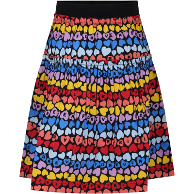 Rykiel Enfant Kids' Multicolor Skirt For Girl With All-over Hearts