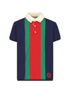 GUCCI LOGO EMBROIDERED STRIPED POLO SHIRT