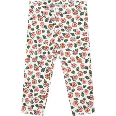 Kenzo Babies' Floral-print Elastic-waist Leggings In Pink