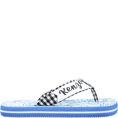 Kenzo Kids' Blue Flip Flops For Boy With Logo