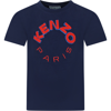 KENZO BLUE T-SHIRT FOR BOY WITH LOGO