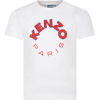 KENZO WHITE T-SHIRT FOR BOY WITH LOGO