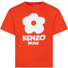 KENZO RED T-SHIRT FOR GIRL WITH FLOWER