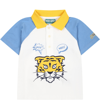 KENZO WHITE POLO FOR BABY BOY WITH ICONIC PRINT AND LOGO