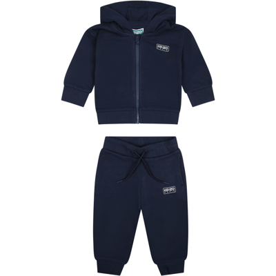 Kenzo Blue Sporty Suit For Baby Boy With Logo