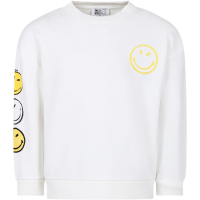 Little Marc Jacobs Kids' White Sweatshirt For Boy With Smiley And Logo