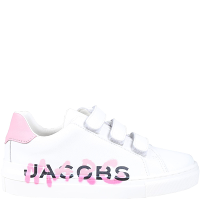 Little Marc Jacobs Kids' Sneakers For Girl With Logo In Bianco