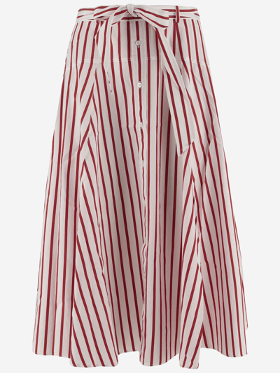 Ralph Lauren Striped Cotton Skirt In 1612 Red/white Stripe
