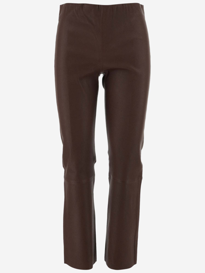 By Malene Birger Leather Trousers In Chestnut