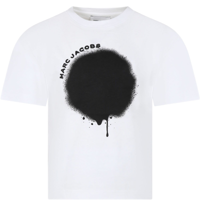 Little Marc Jacobs White T-shirt For Kids With Logo In Bianco Nero