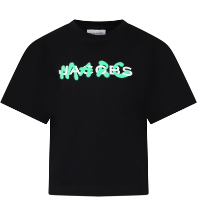 Little Marc Jacobs Black T-shirt For Kids With Logo In B Nero