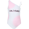 LITTLE MARC JACOBS WHITE SWIMSUIT FOR GIRL WITH LOGO