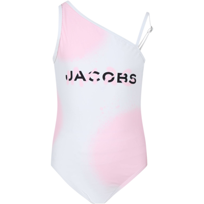 Little Marc Jacobs Kids' White Swimsuit For Girl With Logo