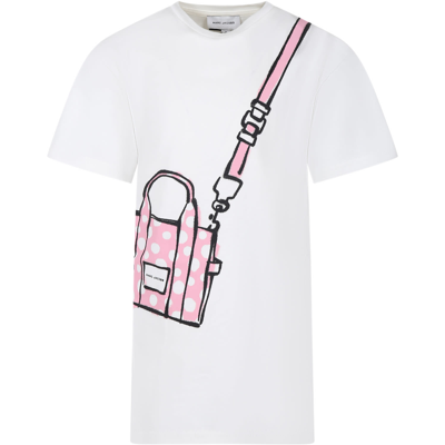 Little Marc Jacobs Kids' White Dress For Girl With Iconic Bag