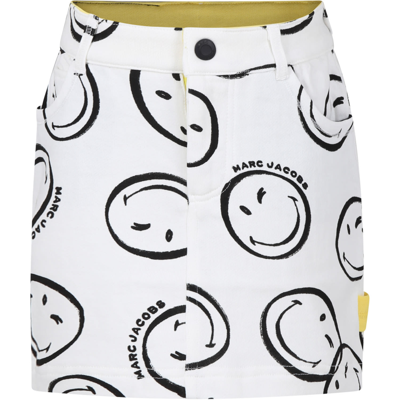 Little Marc Jacobs Kids' White Skirt For Girl With Smiley And Logo