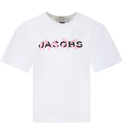 Little Marc Jacobs Kids' White T-shirt For Girl With Logo