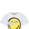 LITTLE MARC JACOBS WHITE T-SHIRT FOR GIRL WITH SMILEY AND LOGO