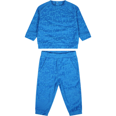 Little Marc Jacobs Blue Set For Baby Boy With Logo In Light Blue