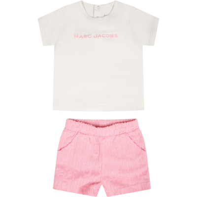Little Marc Jacobs Pink Set For Baby Girl With Logo