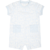 LITTLE MARC JACOBS LIGHT BLUE ROMPER FOR BABY BOY WITH LOGO