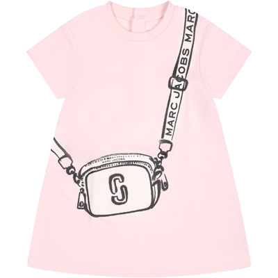 Marc Jacobs Pink Dress For Baby Girl With Iconic Bag
