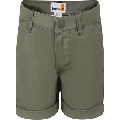 Timberland Kids' Green Shorts For Boy With Logo