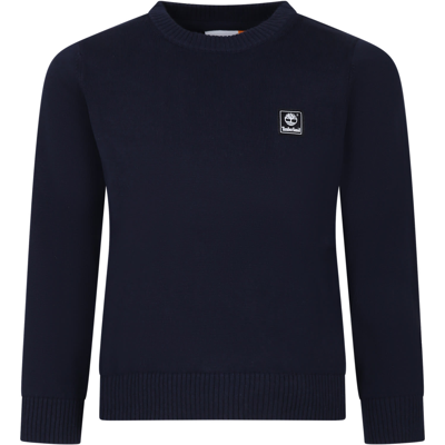 Timberland Kids' Blue Sweater For Boy With Logo