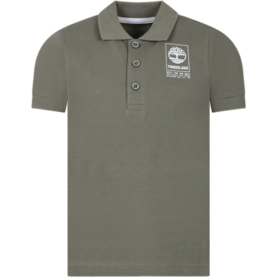 Timberland Kids' Green Polo Shirt For Boy With Logo