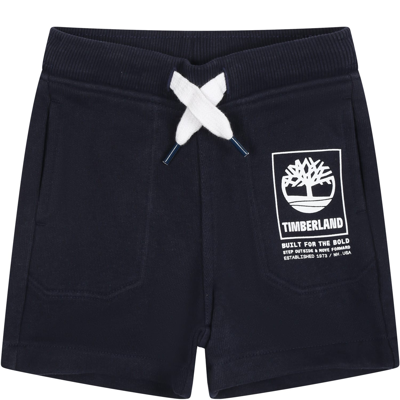 Timberland Blue Shorts For Baby Boy With Logo