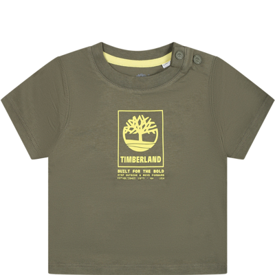 Timberland Green T-shirt For Baby Boy With Logo
