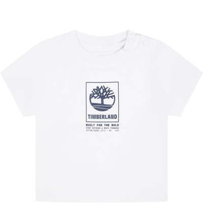 Timberland White T-shirt For Baby Boy With Logo