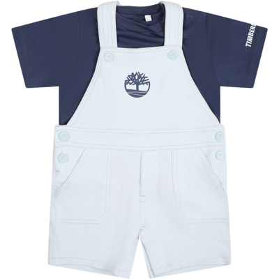 Timberland Blue Dungarees For Baby Boy With Logo