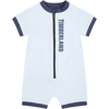 TIMBERLAND LIGHT BLUE ROMPER FOR BABY BOY WITH LOGO