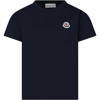 MONCLER BLUE T-SHIRT FOR KIDS WITH LOGO