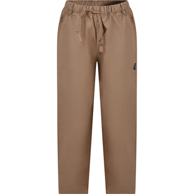 Msgm Kids' Brown Trousers For Boy With Logo In Biscotto