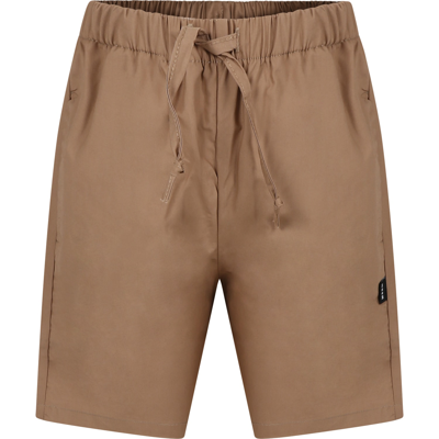 Msgm Kids' Brown Shorts For Boy With Logo